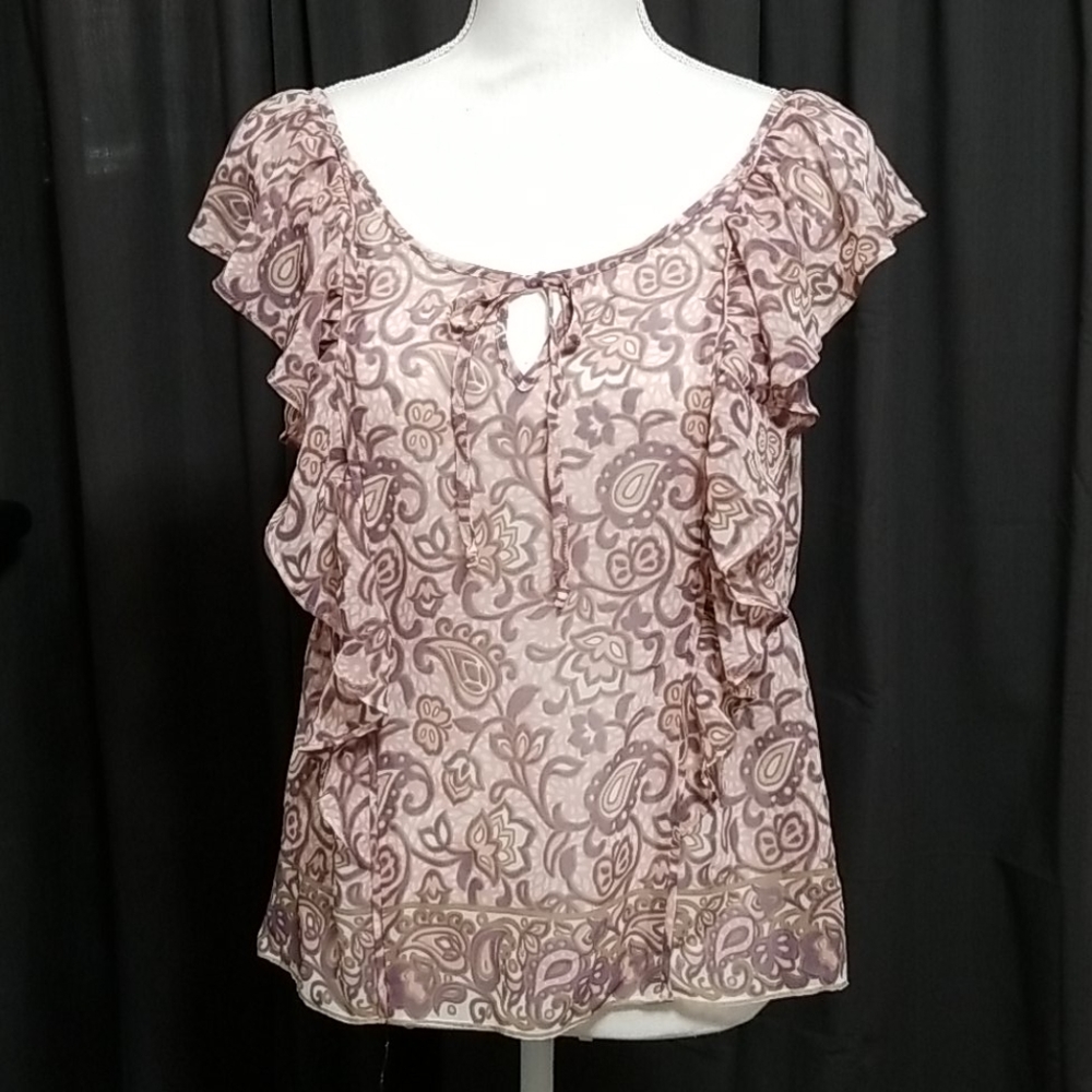 Sheer Sleeveless Blouse with Ruffles